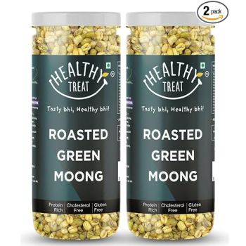 Healthy Treat Roasted Solid Moong 300 gm (Pack of 2-150 gm each) | Spicy Masala Moong | Healthy Roasted Snacks | Protein Rich Snack | Roasted Oil-Free Namkeen | Gluten Free