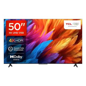 TCL 126 cm (50 inches) Metallic Bezel-Less Series 4K Ultra HD Smart LED Google TV 50V6B (Black)