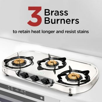 Faber high efficiency 2 Brass Burner gas stove|| Stainless Steel|| ISI Certified gas stove, Manual Ignition, (COOKTOP CRYSTAL 2BB SS) 2 year comprehensive warranty