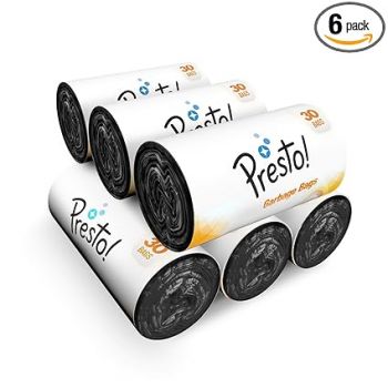 Amazon Brand - Presto! Garbage Bags, Small - 30 bags/roll (Pack of 6)