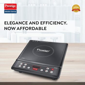 Prestige IRIS ECO 1200 W Induction Cooktop with Automatic Voltage Regulator |Indian Menu Option |High Voltage Surge Protection |Timer with User Pre-Set|1 year Warranty |Black