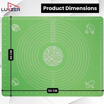 Omeco Silicone Baking Mat Roti mat Silicone Chapati Atta Kneading Mat Non - Stick Fondant Rolling Mat Stretchable for Kitchen Roti Chapati Cake – Multicolor (Baking Mat 50 * 40 cm) (1, Green)