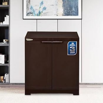 Nilkamal Freedom Mini Medium (FMS) Plastic Kids Mini Storage Cabinet |3-Year Warranty|2 Doors Cupboard | Multipurpose Storage Suitable for Kids Room and Home| Weather Brown