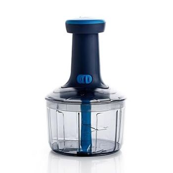 GANESH Manual Hand Press Bingo Push Chopper with 3 Blades for Effortless Chopping Vegetables & Fruits (Assorted, 725 ml, Plastic)