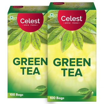 Celest Green Tea, 100 Bags (Pack of 2) | Green Tea | 200 Tea Bags