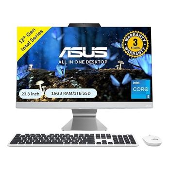 ASUS A3402, 23.8" FHD, 13th Gen, Intel Core i5-1335U, All-in-One PC (16GB RAM/1TB SSD/Windows 11/Office 2021/White/5.4 Kg),with Wireless White Keyboard & Mouse, 3 Years Warranty, A3402WVA-WPC005WS
