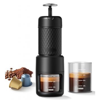 STARESSO Espresso Coffee Maker, Red Dot Award Winner Portable Espresso Cappuccino,Quick Cold Brew Manual Coffee Maker Machines All in One