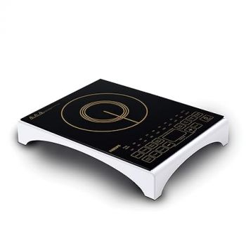 Philips Viva Collection Hd4938/01 2100-Watt Glass Induction Cooktop With Sensor Touch & Full Crystal Glass (Black)