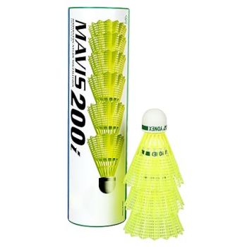 Yonex Mavis 200i Nylon Shuttle Cock, Pack of 6 (Yellow