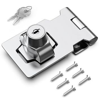 Keyed Hasp Locks, Twist Knob Keyed Locking Hasp for Cabinet Small Door, Zinc Alloy with Iron Chrome Plating, with Keys and Screws, Silver, 2.5 inch