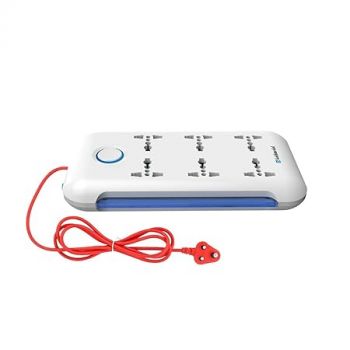 Goldmedal i-Strip LED High Grade Spike Guard (White and Red) – Pack of 1, 6 Outlet International Socket, master Switch, 3-pin 2 meter Cable, Indicator with Surge Protector for Home & Office