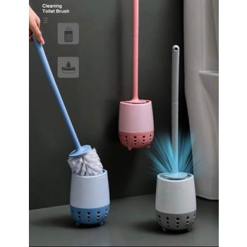 HomeCloud Silicone Toilet Brush | Wall Mounted Toilet Cleaning Brushes |Brushes For Bathroom Cleaning Japanese Modern With Soft Bristle Can Also Be Wall Hanged.With Holder (Grey)