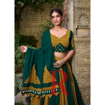 Repurchase Premium Cotton Mustard And Green Chaniya Choli Collection