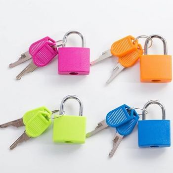 Prostuff.in 4 Pcs Small Size Padlocks for Securing Luggage While Travelling Along with 2Keys for Each Lock(Color May Vary), Plastic ,Brass And steel