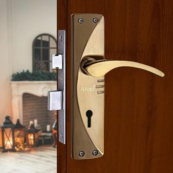Atom Heavy Duty Mortise Door Lock for Bedroom, Living Room, Main Door, Black Gold Finish | 3 Keys | 6 Lever Double Stage Lockset for House Hotel Office(1003KY)