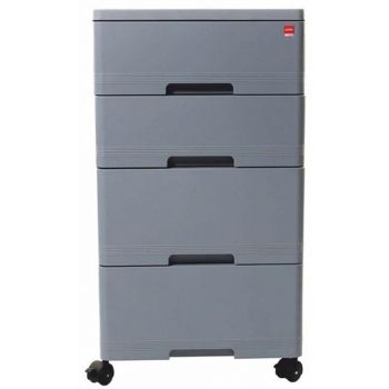 CELLO Hinged Door Plastic Painted Storewell Chest Of Drawers (Ice Grey), 43.18 X 38.1 X 69.49 CM