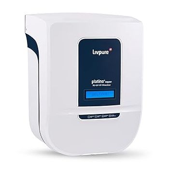 Livpure Platino+ copper with 87% Water Savings (HR Tech), Feather Touch Display, Copper+RO+In-Tank UV+UF+Mineraliser+Auto Flush, 8.5 L tank, Water Purifier for home, (White)
