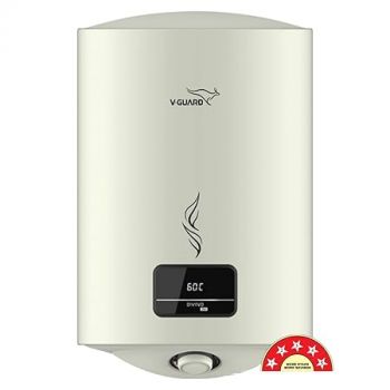 V-Guard Divino DG Geyser 15 Litre Water Heater for Home | Digital Display | 5 Star Rating | Vitreous Enamel Coating | Advanced 4 Layer Safety | Suitable for Hard Water & High-rise Building | White