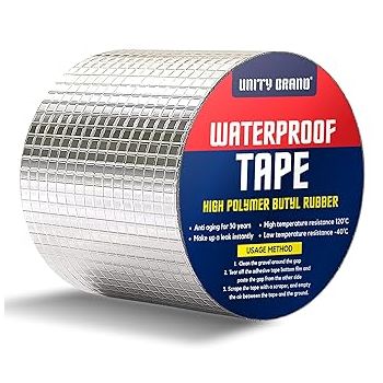 Super Strong Adhesive Waterproof tape Permanent Repair Roof Water Leakage Solution Rubber Foil Suitable for Roof Leak, surface Crack, Window Sill Gap, Boat Sealing, Tank Leak (10CM*5M)