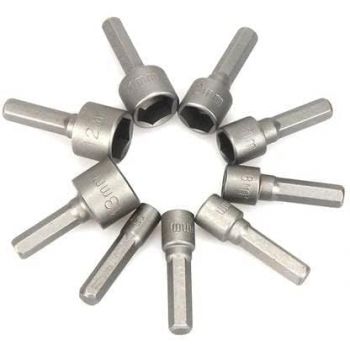 AASONS 9pcs Nut Driver Drill Bit Set Socket Bit Chuck Adapter 1/4" Hex Shank 5-13mm Metric Socket Strong Sleeve Wrench Screw Power Drill Adapter Tool for Screws Hooks Bolt Heads