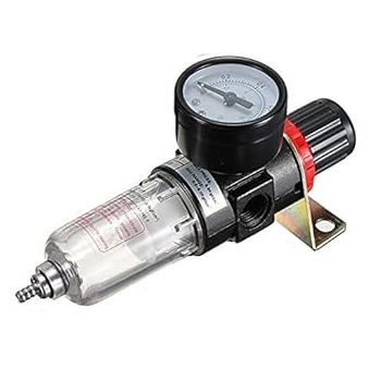 AFR-2000 Pneumatic Air Filter Regulator Compressor & Pressure Reducing Valve & Oil Water Separation+ Gauge Outfit 1/4 Inch Pressure Gauge Pneumatic Air Filter Regulator Compressor1PC (AFR-2000)
