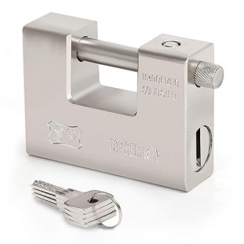 ABOUT SPACE Heavy Duty Padlock with 4 Keys - 1 kg Hardened Steel Security Padlock with Anti Drill & Pick Cylinder Security Shackle Chain Lock for Garage,Door,Containers,Shutter,Locker,Warehouse,Gates