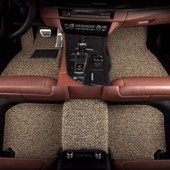 Motella Crafts Universal Car Foot Mat - 3 Pcs Pvc Cushion Noodle Car Mats, Anti-Skid Premium Vinyl Rubber, Dust And Liquid Trapping Built For Comfort, Stylish Car Accessories Interior (Beige Brown)