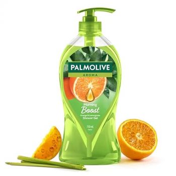 Palmolive Aroma Morning Tonic Body Wash, 750ml Shower Gel Single Pump Bottle, 100% Natural Citrus Essential Oil & Lemongrass Extracts for a Soft and Smooth Skin, pH Balanced Bodywash, Free of Parabens & Silicones 