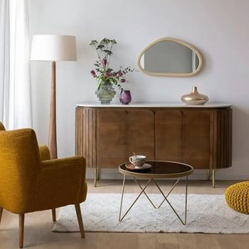 The Attic Carlston Sideboard Large|Multipurpose Cabinet for Kitchen and Living Room Storage|Classy Sideboard|Solid Mango Wood|Provential Teak Matte Finish