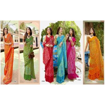 Georgette Printed Saree 6 Pcs