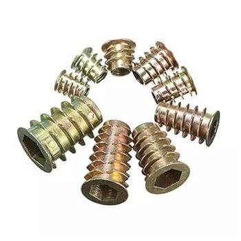 Rpi shop - M4 X 10mm D-nut, Wood Insert Nut, Zinc Plated, Socket Hex Drive Head, Furniture Nut, Furniture Nut Cabinet Connecting Screw, Matric Thread, Pack of 25 Pcs