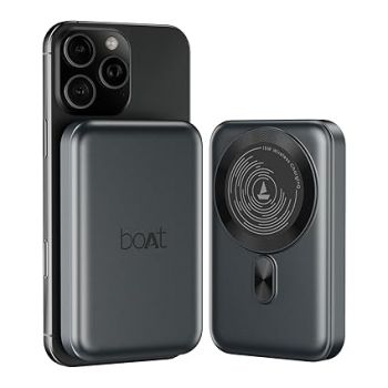 boAt New Launch EnergyShroom PB331 (Magsafe) 10000mAh Magnetic Wireless Powerbank, 15W Wireless & 22.5W Wired Charging for (iPhone 16,15,14,13 & 12, Android & Other Qi Enabled Devices) (Ash Grey)