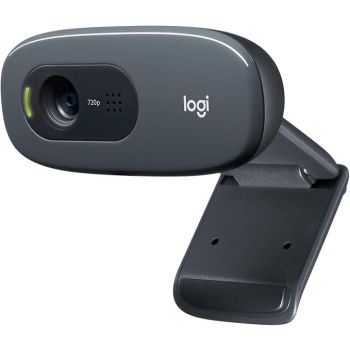 Logitech C270 Digital HD Webcam with Widescreen HD Video Calling, HD Light Correction, Noise-Reducing Mic, for Skype, FaceTime, Hangouts, WebEx, PC/Mac/Laptop/MacBook/Tablet - (Black, HD 720p/30fps)
