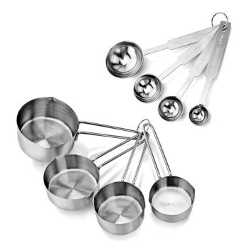 INKULTURE Stainless Steel Measuring Cups & Spoon Combo for Dry or Liquid/Kitchen Gadgets for Cooking & Baking Cakes/Measuring Cup Set Combo with Handles (Set of 4 Cups & 4 Spoons)
