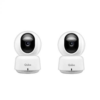 Qubo Smart 360 2K 3MP 1296p WiFi CCTV Security Camera from Hero Group | Mobile App | Two Way Talk | Night Vision | Cloud & SD Card Recording | Made in India | Alexa & OK Google | (3MP Pack of 2)