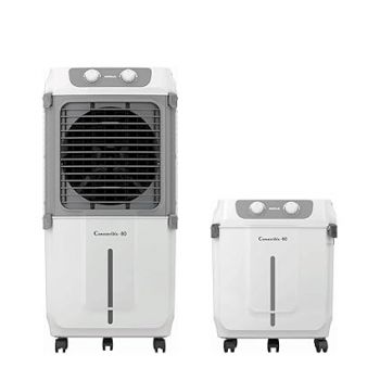 Havells 2-in-1 Convertible 80 L Desert Air Cooler for room| Dual functionality & easy storing| Can be used as side table| 5 Leaf Metal Blade Fan| Powerful Air-Delivery| Bacteria shield honeycomb pads