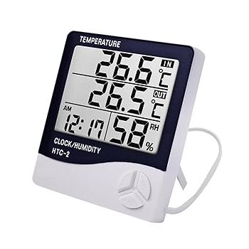 Dr. Care Digital Thermometer Hygrometer HTC-2 Room Thermometer with Humidity Incubator Meter and Accurate Temperature Indicator Wall Mounting LCD Digital Clock Monitor for Indoor