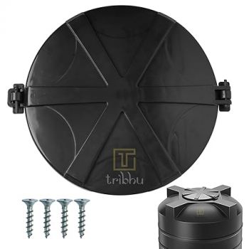 TRIBHU Heavy Plastic Water tank lid, Pure Unbreakable Lid, Hinge Type, Durable, 500 L - 2000 L Water Tank Capacity, Open Water Tank Lid, Flush Tank Lid, Round Shape, Closing Lid, (Black, 1 Pcs)