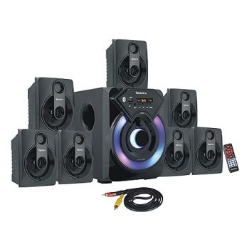 TRONICA Series 7.1 Channel Home Theatre System � Bluetooth, USB,FM, SD, RCA Inputs,AUX, LED TV Supported 4 Inch Active Subwoofer, 3� Passive Radiator, Vivid Lights, Wireless Remote