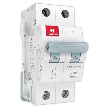 Havells DHMGCDPF032 PVC Plastic 32A MCB DP C Curve (White)