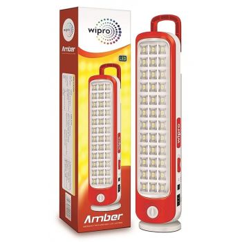 wipro Acrylonitrile Butadiene Styrene Amber Rechargeable Emergency LED Lantern Light (Red)