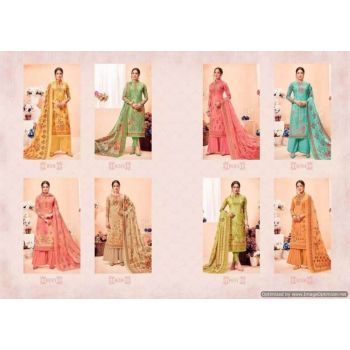 Luxury Quality Cotton Satin Digital Printed Dress Material- 8 Pcs