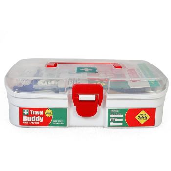 Tool Zone ® Travel Buddy Plastic First Aid Kit With Medicines useful for Domestic and Industrial use (Content -64 Pcs of Medicines with Plastic Milton Box) (1 Pc- White)