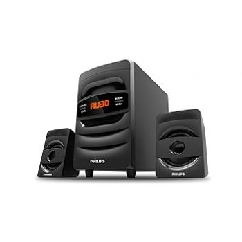 PHILIPS Audio MMS2625B 2.1 Channel, 31 W, Bluetooth Connectivity, Wired Multimedia Computer Speaker, FM, USB, Audio in Speakers, 15mm Subwoofer, Wide Compatibility - MP3 Player, TV, PC (Black)