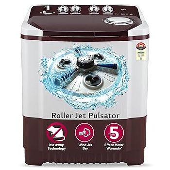 LG 8.5 kg 5 Star Semi-Automatic Top Load Washing Machine (P8530SRAZ, Burgundy, Roller Jet Pulsator)