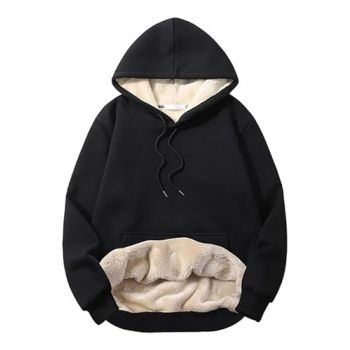 BLACKSTEP Women's Fleece Sherpa Hoodie, Winter Warm Pullover Sweatshirt, Soft Fur Lined, Casual Hooded Sweatshirt, Cozy & Stylish Outerwear