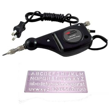 UniQual Engraving Machine for Metal of Carbide Tip with Stencil for engraving on metal, wood, leather, plastic, etc. Engraving Pen for Heavy Industrial | Utensil |