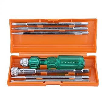 TAPARIA Screw Driver Set with Bulb - 840 (Neon, Silver and Green)