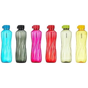 Amazon Brand - Solimo 1000 ml Plastic Water Bottle | Set of 6 |Multi Color