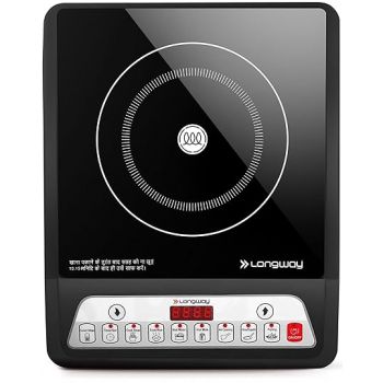 Longway Elite Plus IC 2000 Watt Induction Cooktop with Auto Shut-Off & Over-Heat Protection With 8 Cooking Mode & BIS Approved | 1-Year Warranty | (Black, Push Button)